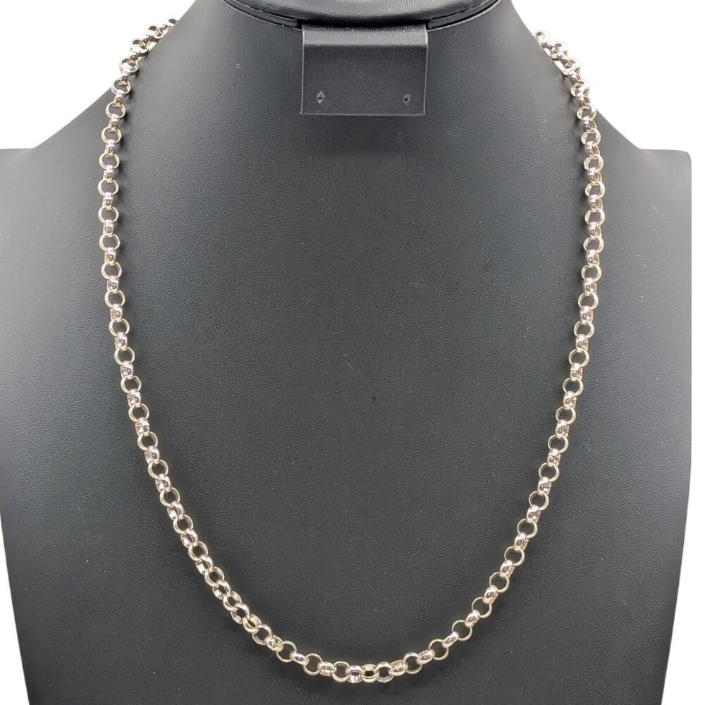AGI 925 Italy Sterling Silver Thick Rolo Chain 24" Necklace 31.57g
